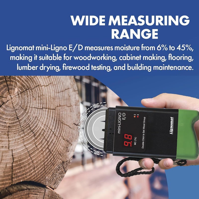 Lignomat Mini-Ligno E/D Pin Moisture Meter - Moisture Detector & Tester for Wood Floors, Woodworking, Building & Home Maintenance - Mold Detector & Moist Meter for Wood Walls and Firewood - Image 4